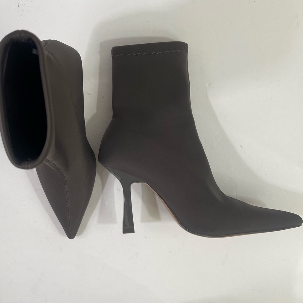 Zara Gray Fabric Pointed Toe Booties - Picture 5 of 7